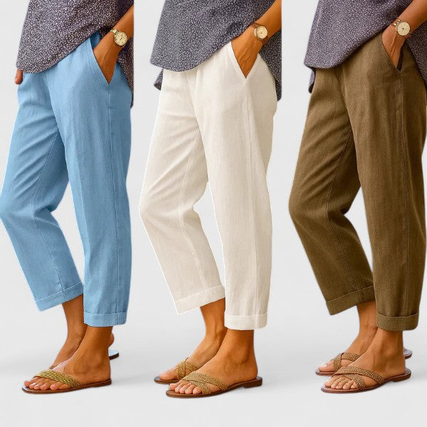 Belle Straight-Leg Pants with Side Pockets