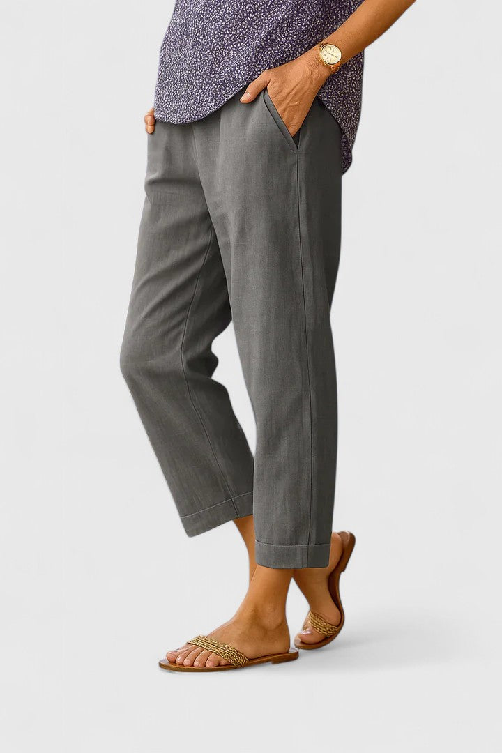 Belle Straight-Leg Pants with Side Pockets in Graphite Grey