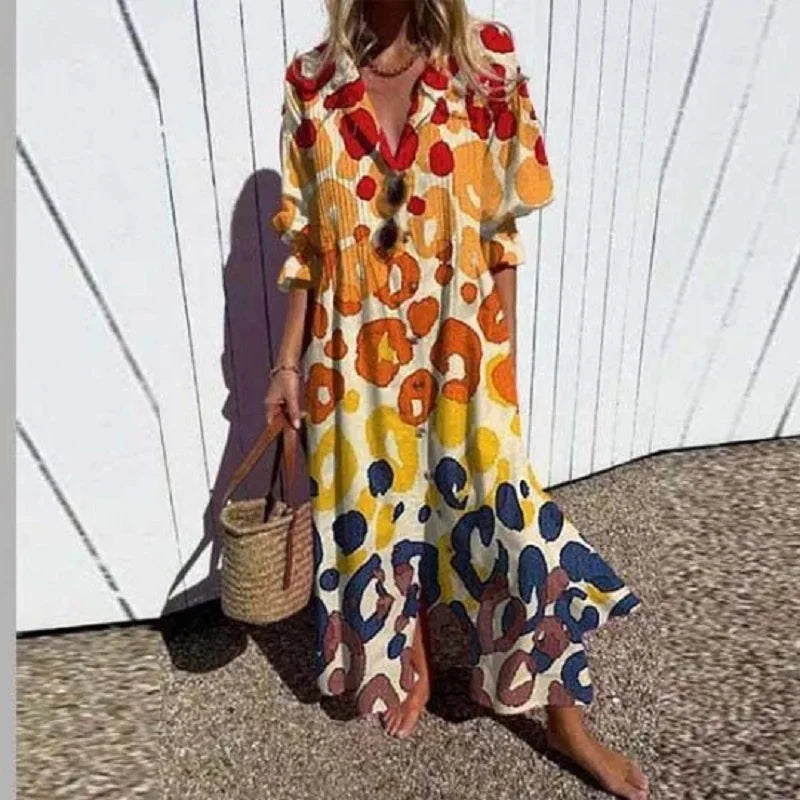 Catherine Boho Floral Long Sleeve Maxi Dress in Yellow