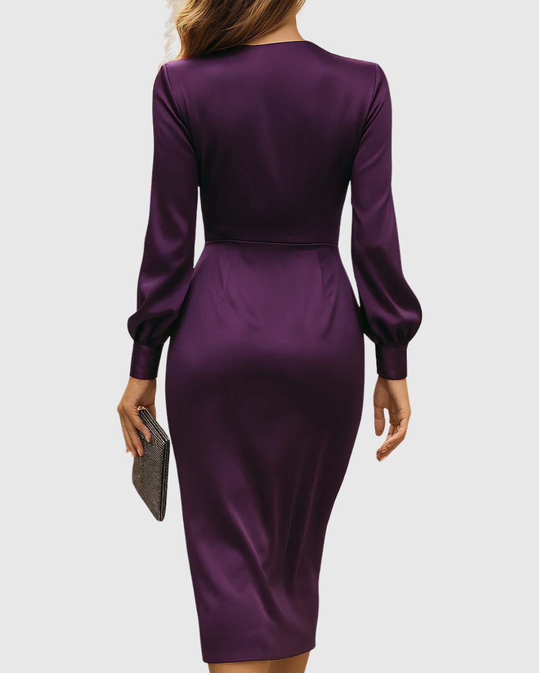 Cerelia Deep Plum Wrap Midi Dress
