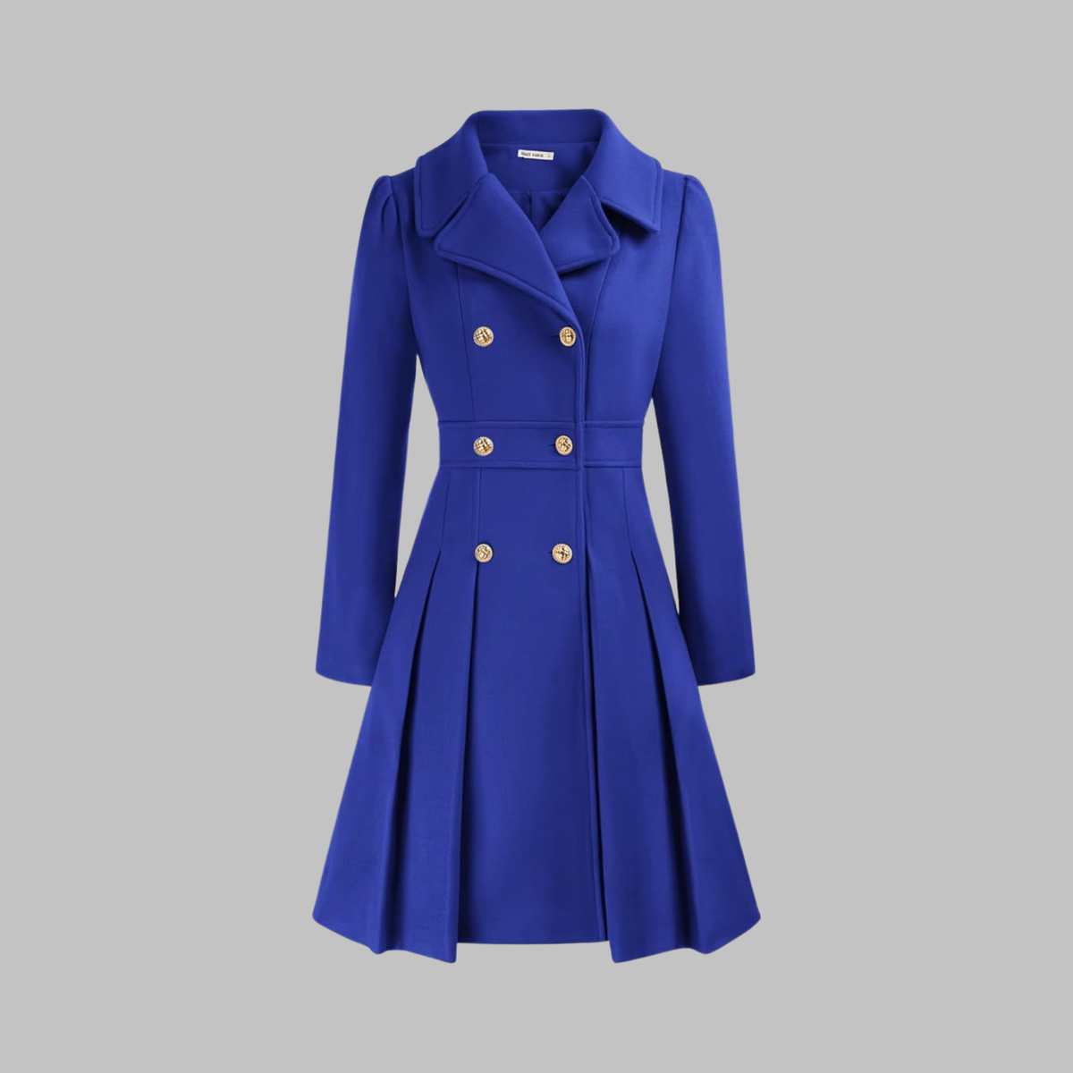 Dami Double-Button Long-Sleeve Coat in Royal Blue