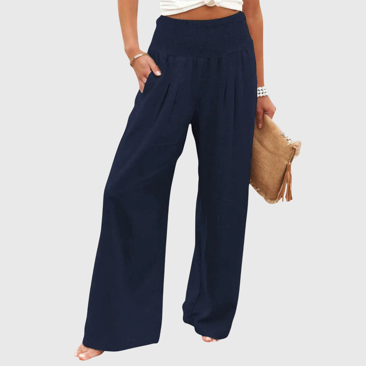 Julie Wide-Leg Flowing Pants in Blue
