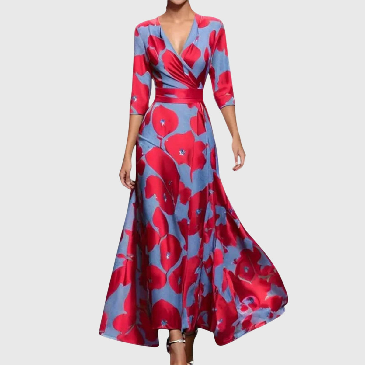 Leila Tailored Long-Sleeve Dress in Red