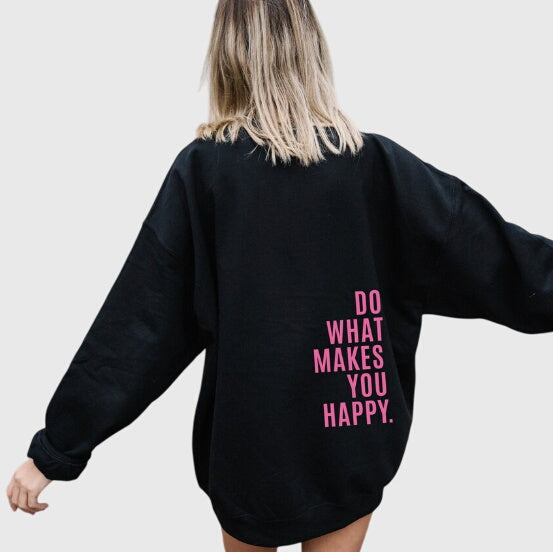 Lucy Oversized Back-Print Hoodie in Black