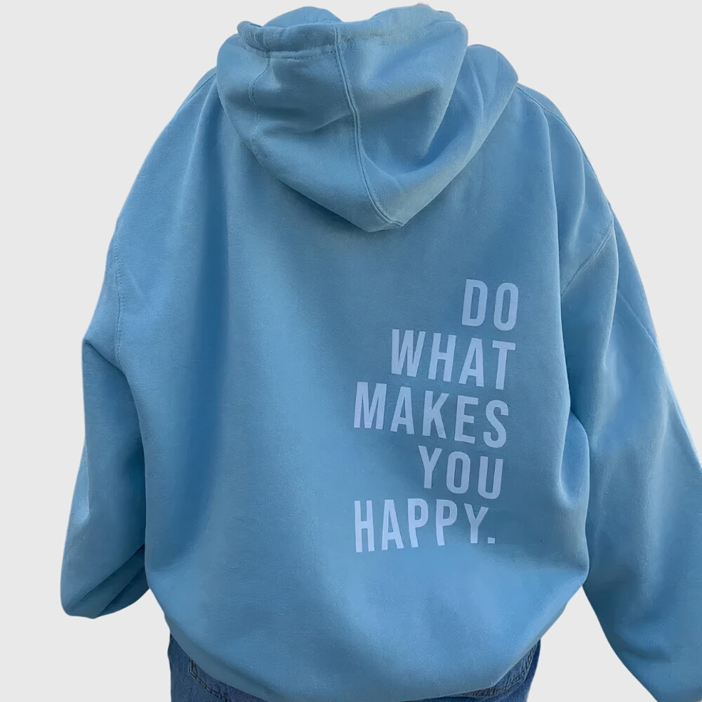 Lucy Oversized Back-Print Hoodie in Blue