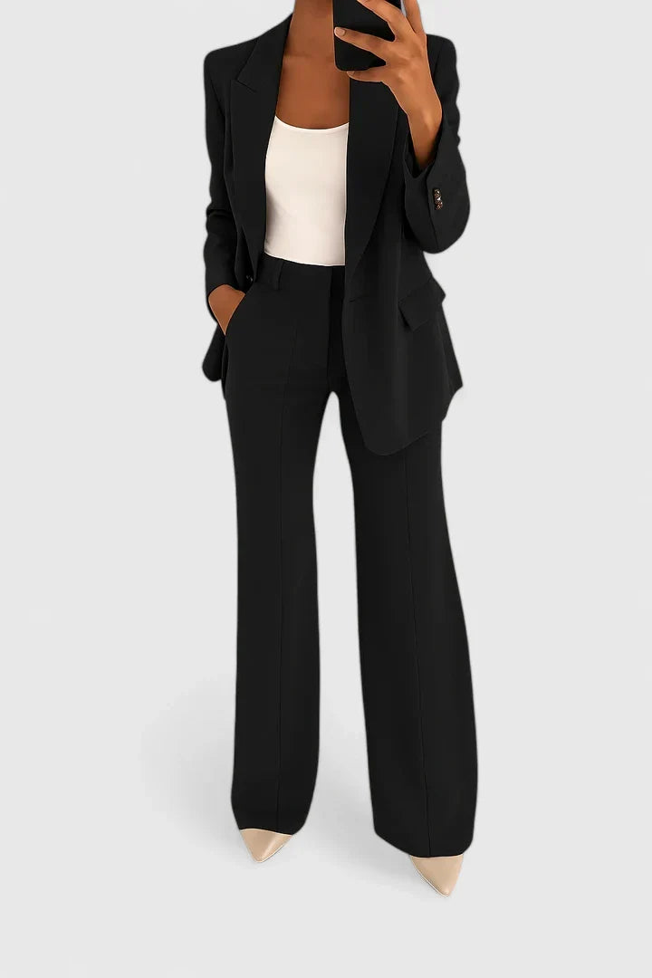 Palynette Tailored Two-Piece Suit Set in Black