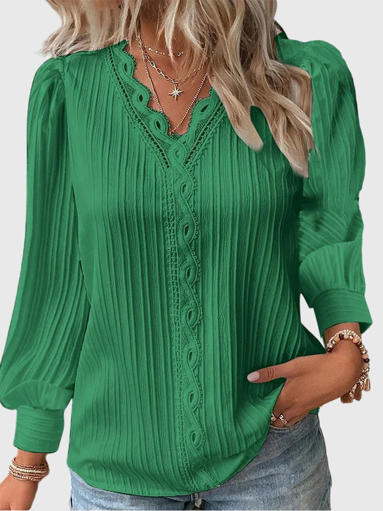 Andrea Tailored Pullover Blouse in Green