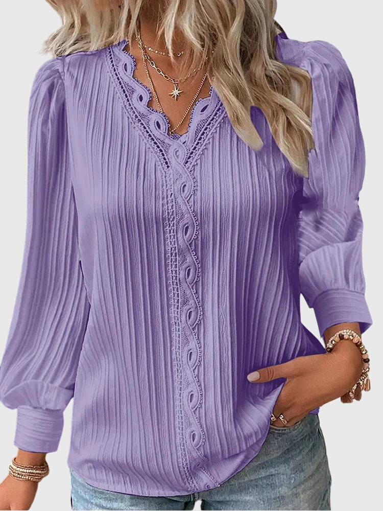 Andrea Tailored Pullover Blouse in Purple