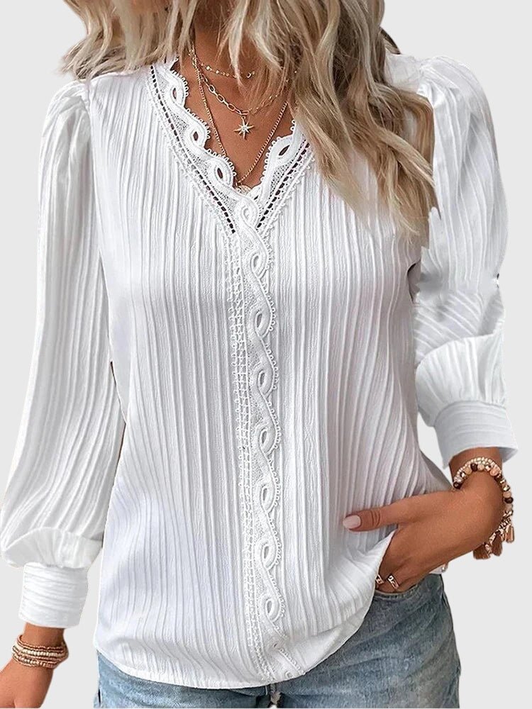 Andrea Tailored Pullover Blouse in White