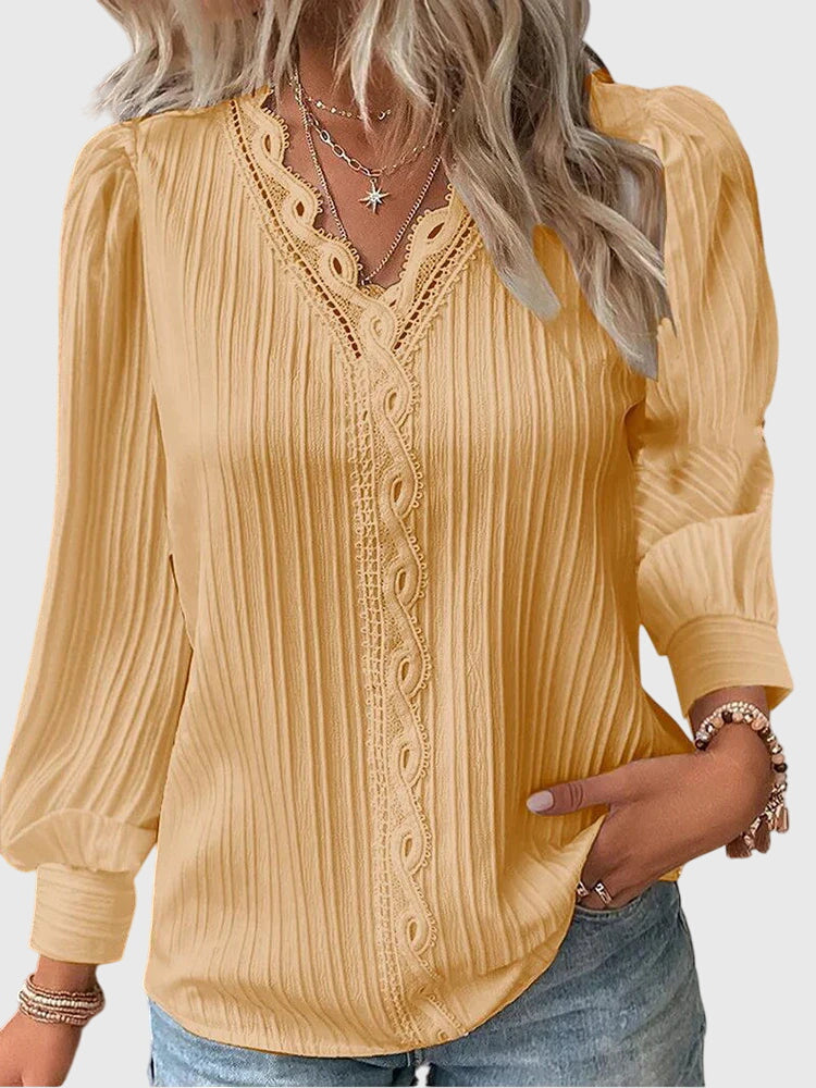 Andrea Tailored Pullover Blouse in Yellow