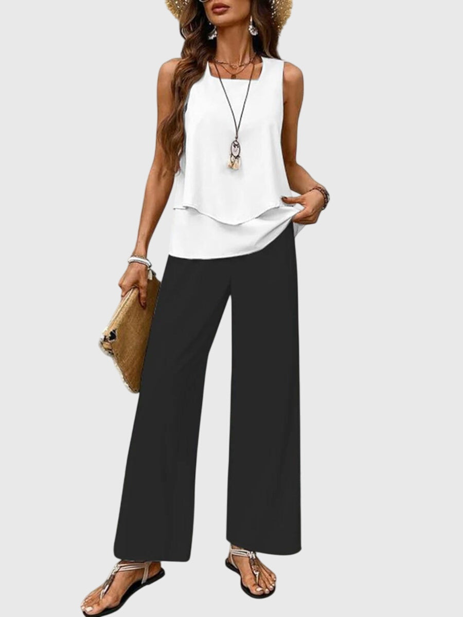 Brenda Square-Neck Loose-Fit Two-Piece Set in Black