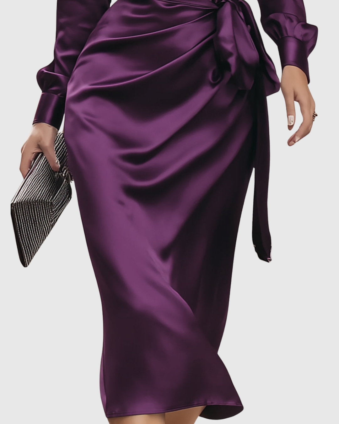 Cerelia Deep Plum Wrap Midi Dress