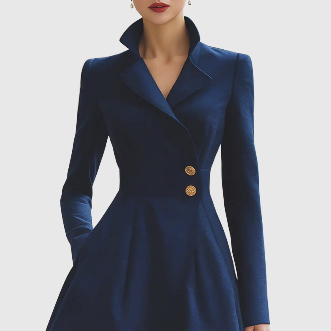 Eleanor Collared Button-Detail Coat Dress