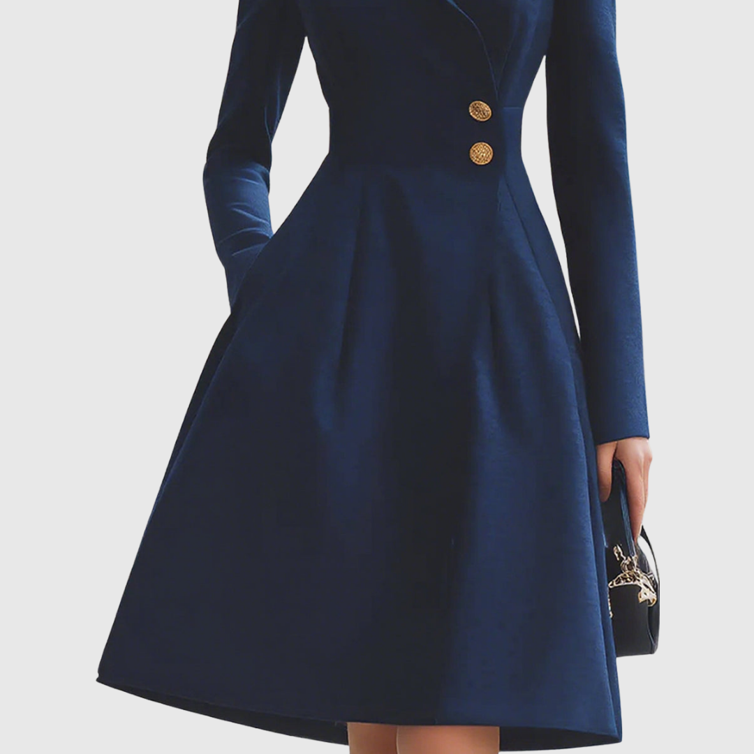 Eleanor Collared Button-Detail Coat Dress