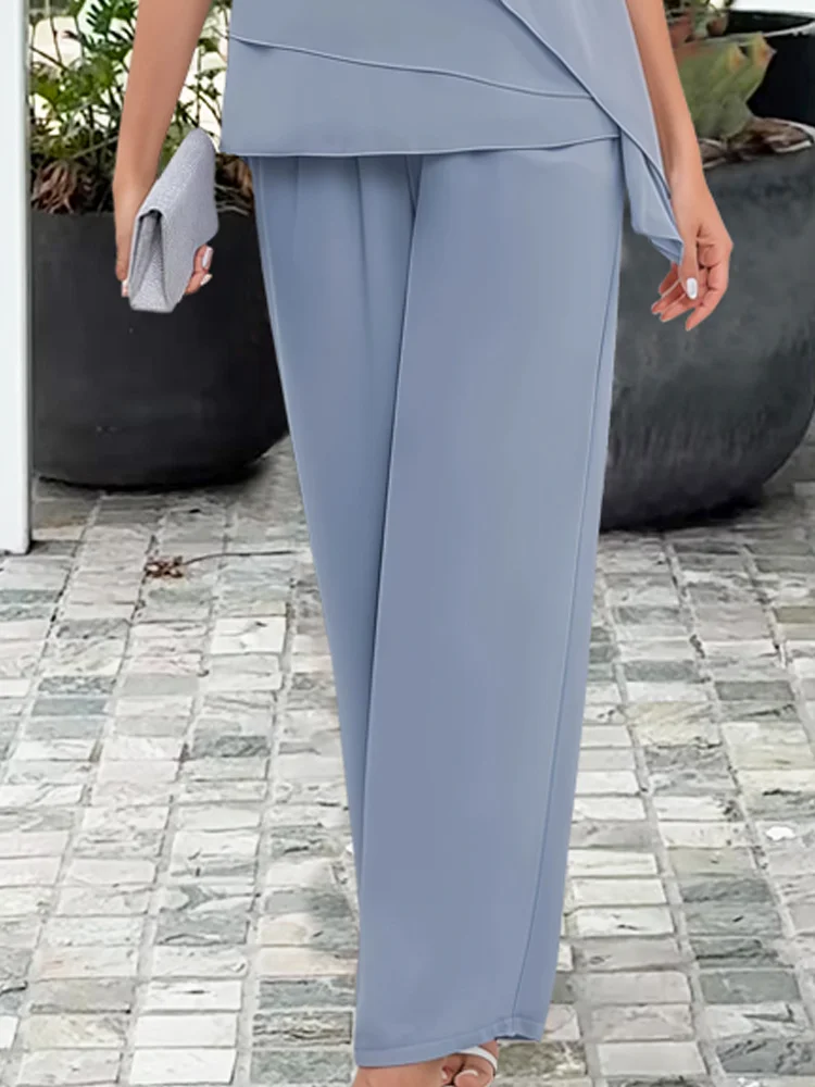 Elizabeth Draped-Top Two-Piece Pants Set