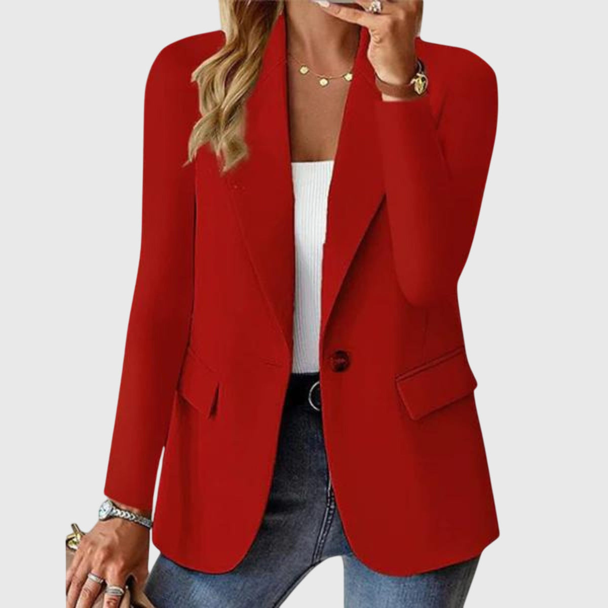Harper Structured Formal Blazer in Red