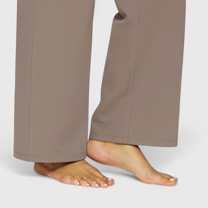 Hilary Pull-On Wide-Waistband Pants