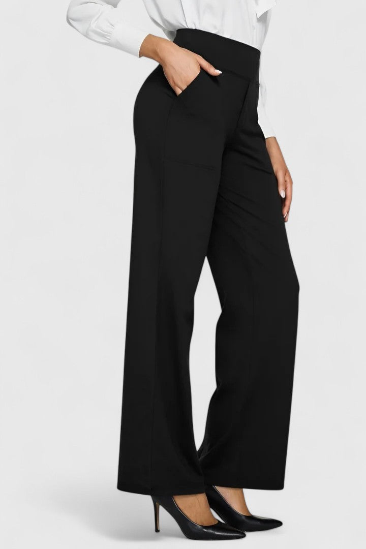 Hilary Pull-On Wide-Waistband Pants