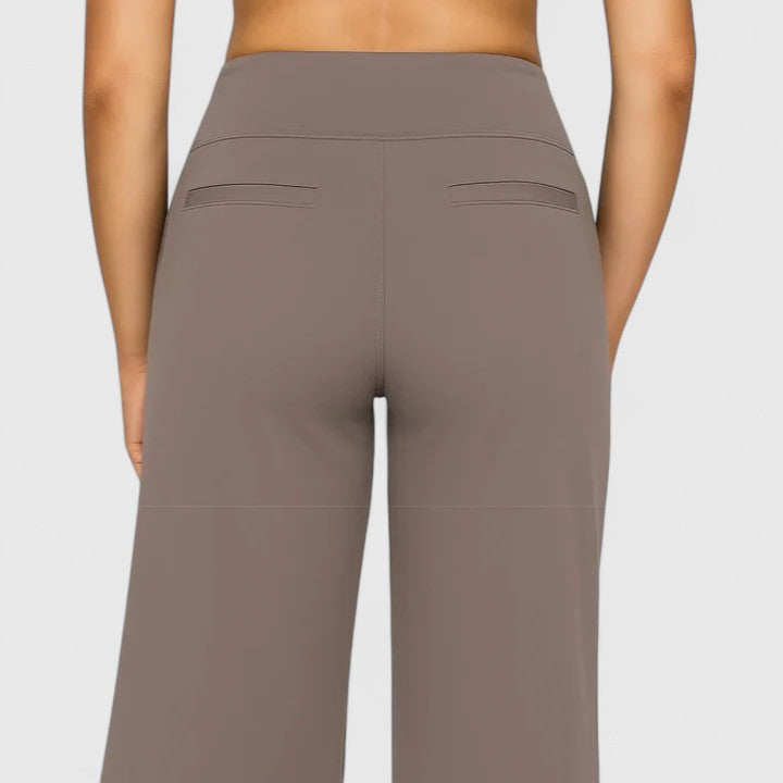 Hilary Pull-On Wide-Waistband Pants