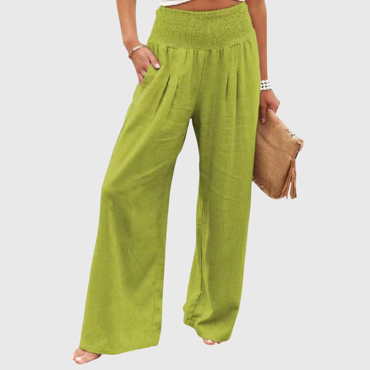 Julie Wide-Leg Flowing Pants in Green