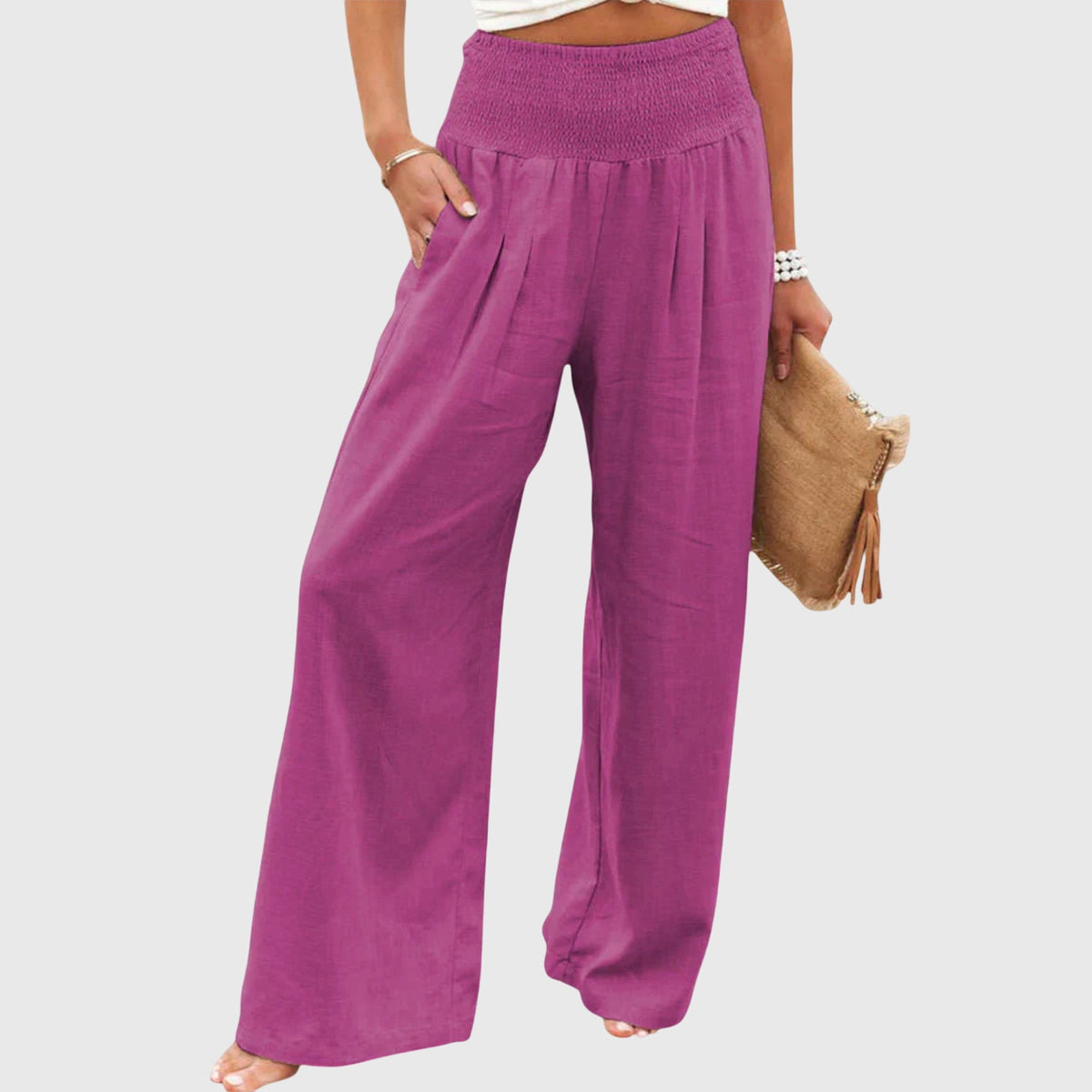 Julie Wide-Leg Flowing Pants in Pink