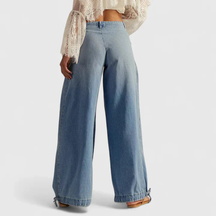 Lani Wide-Leg Pleated-Pocket Pants