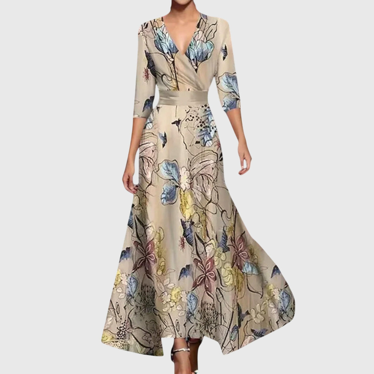 Leila Tailored Long-Sleeve Dress in Champagne