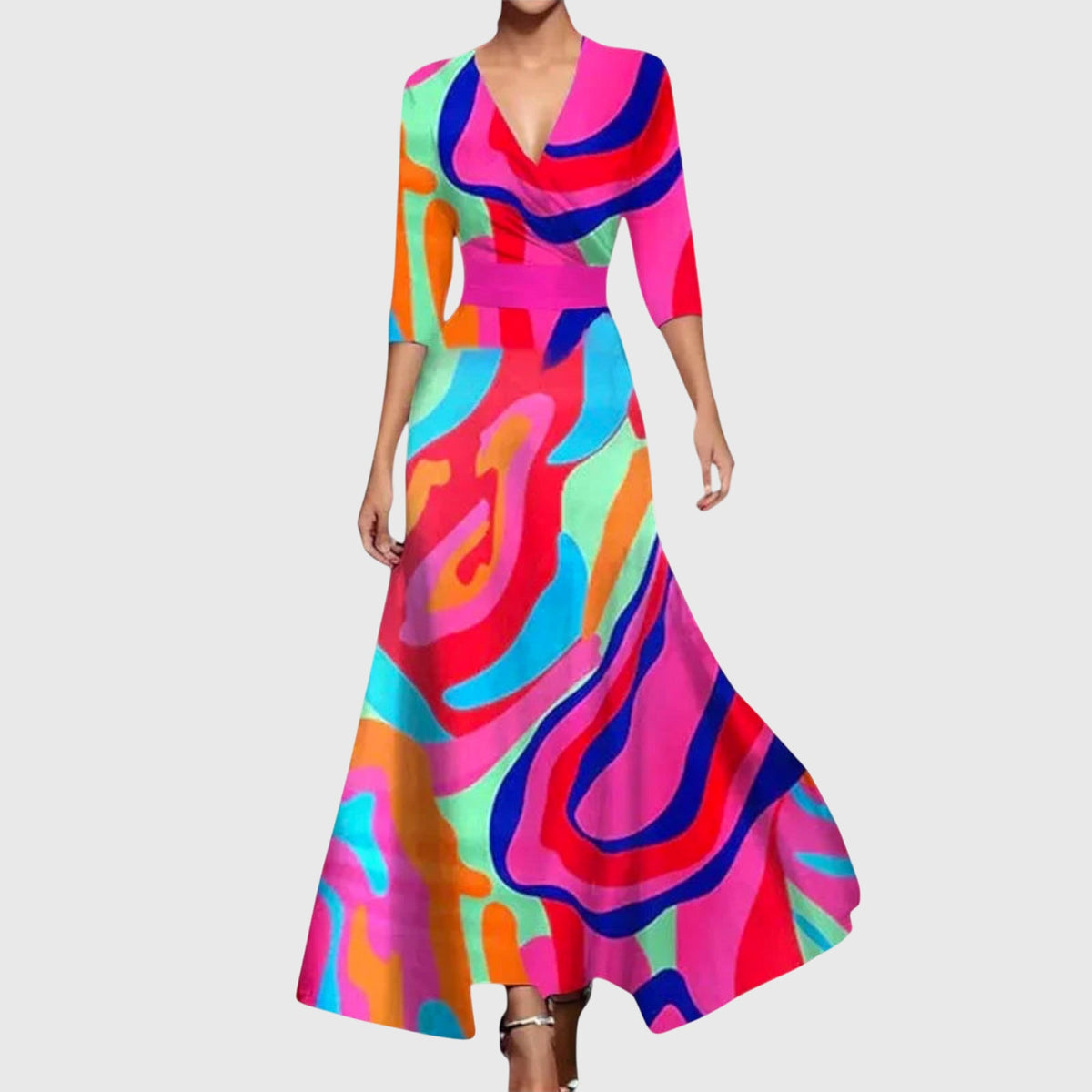 Leila Tailored Long-Sleeve Dress in Multicolor