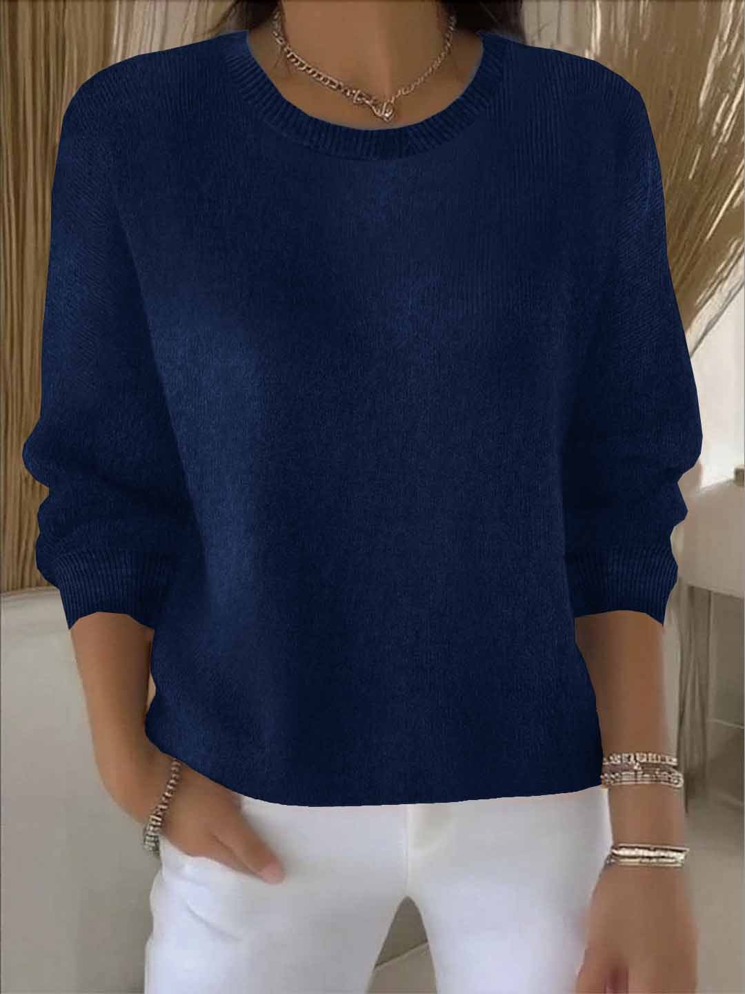 Lorie Soft Cozy Everyday Sweater in Dark Blue