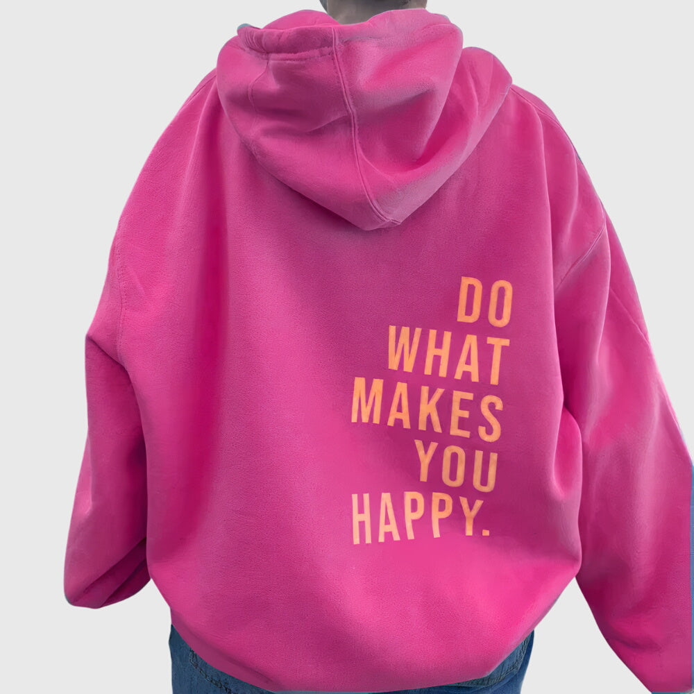 Lucy Oversized Back-Print Hoodie in Dark Pink