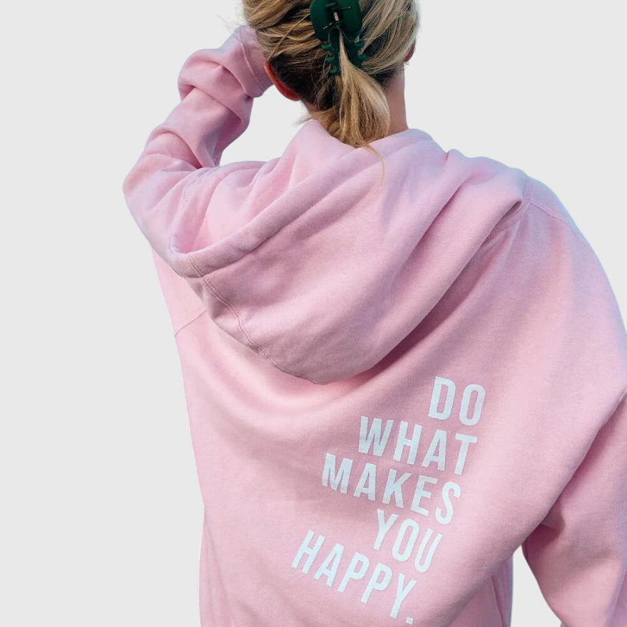 Lucy Oversized Back-Print Hoodie in Light Pink - White Print