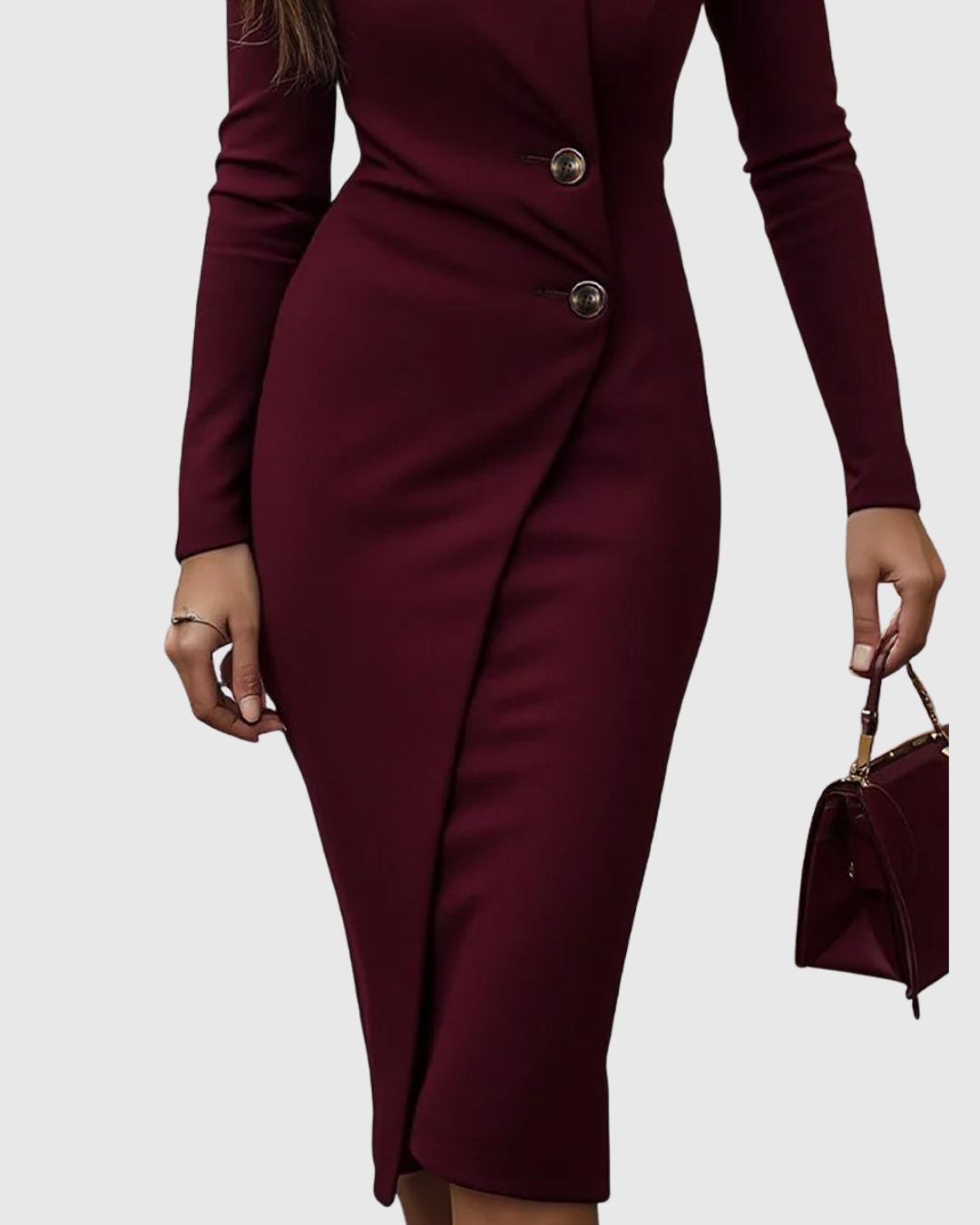 Luned Wrap-Style Long-Sleeve Midi Dress