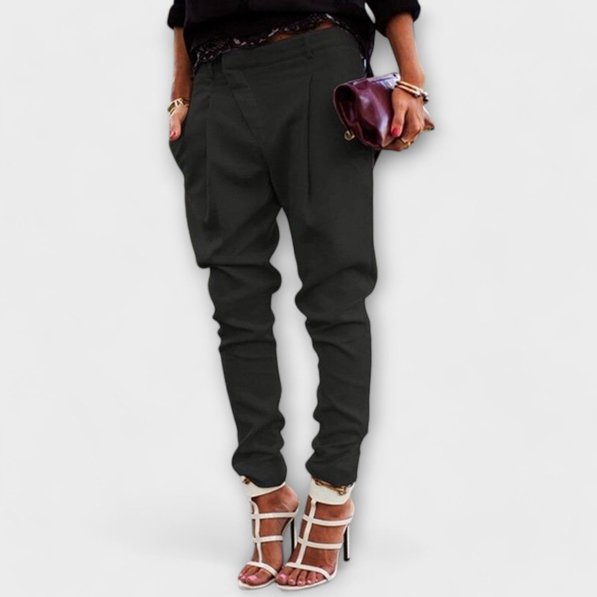 Mira Elastic-Waistband Trousers in Black