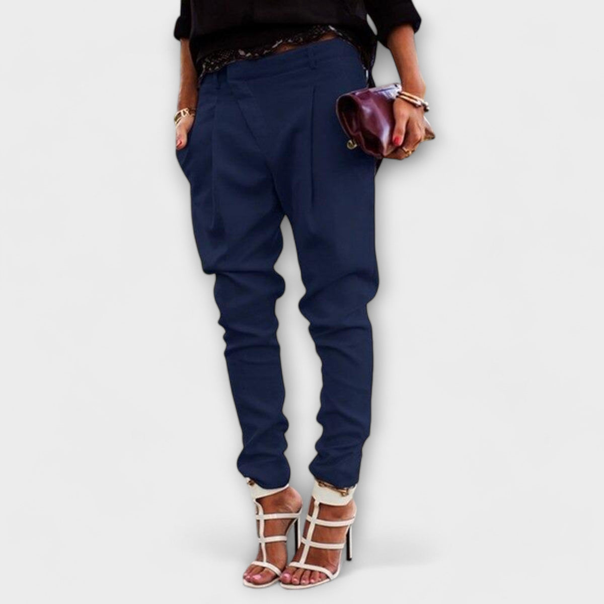 Mira Elastic-Waistband Trousers in Blue