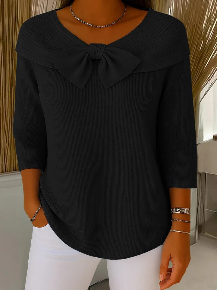 Neeko Bow-Detail Fitted Sweater in Black