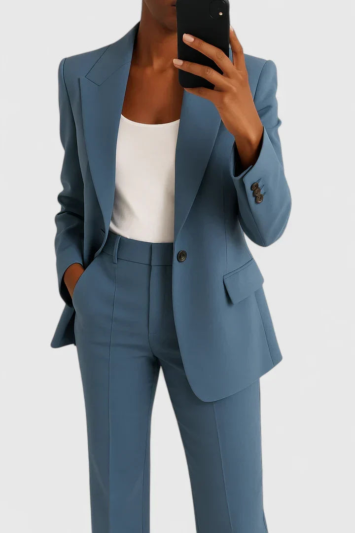 Palynette Tailored Two-Piece Suit Set in Blue