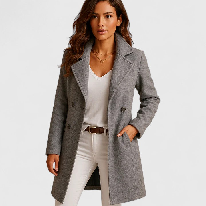 Rheya Classic Lapel Button Coat in Gray