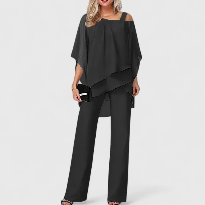 Serenity Two-Piece Tailored Pant Set in Black
