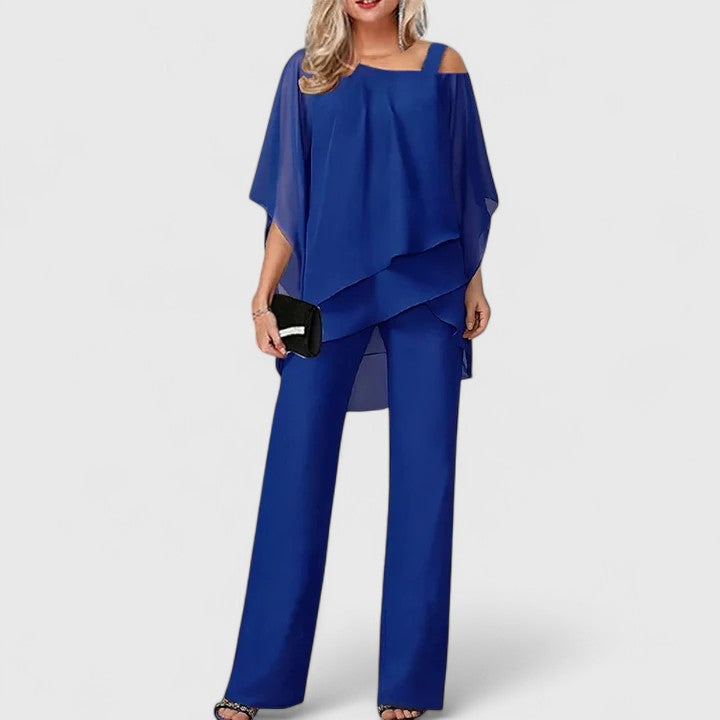 Serenity Two-Piece Tailored Pant Set in Sapphire Blue