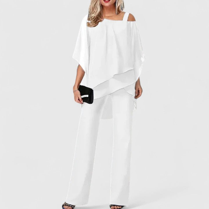 Serenity Two-Piece Tailored Pant Set in White