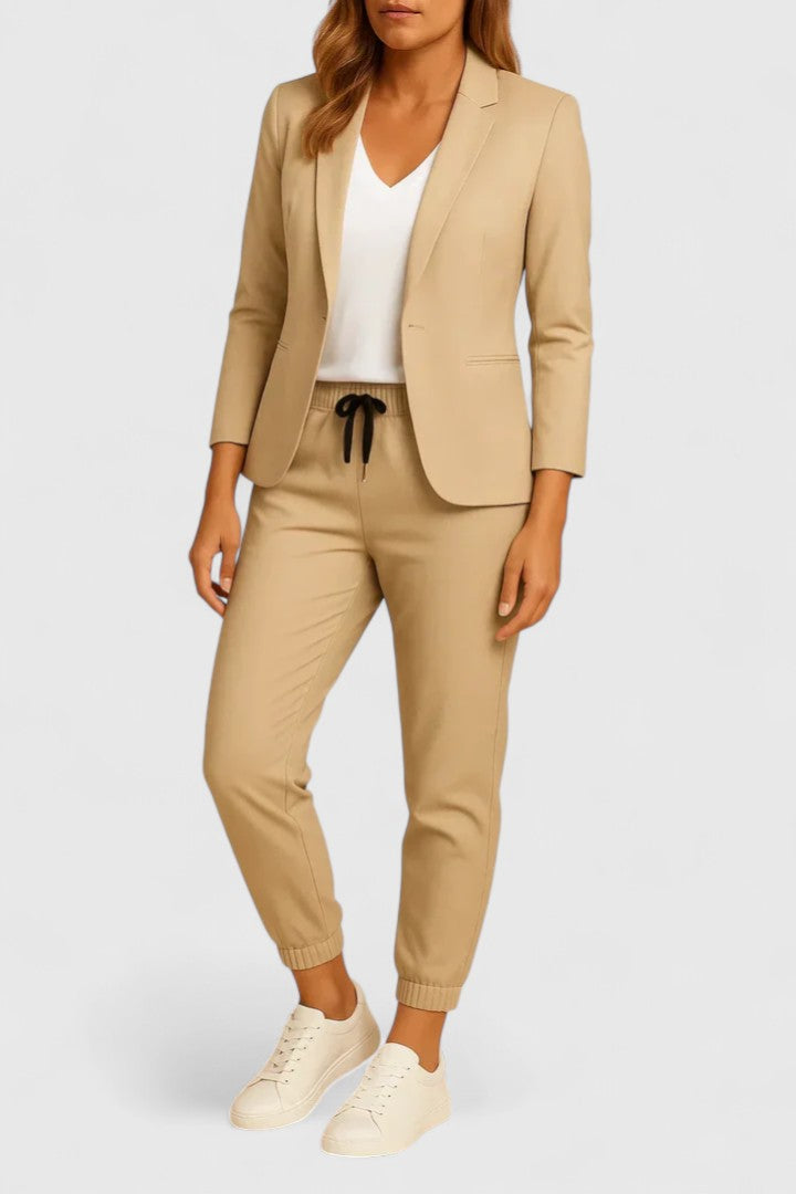 Trisha Tailored Jacket and Pants Set in Beige
