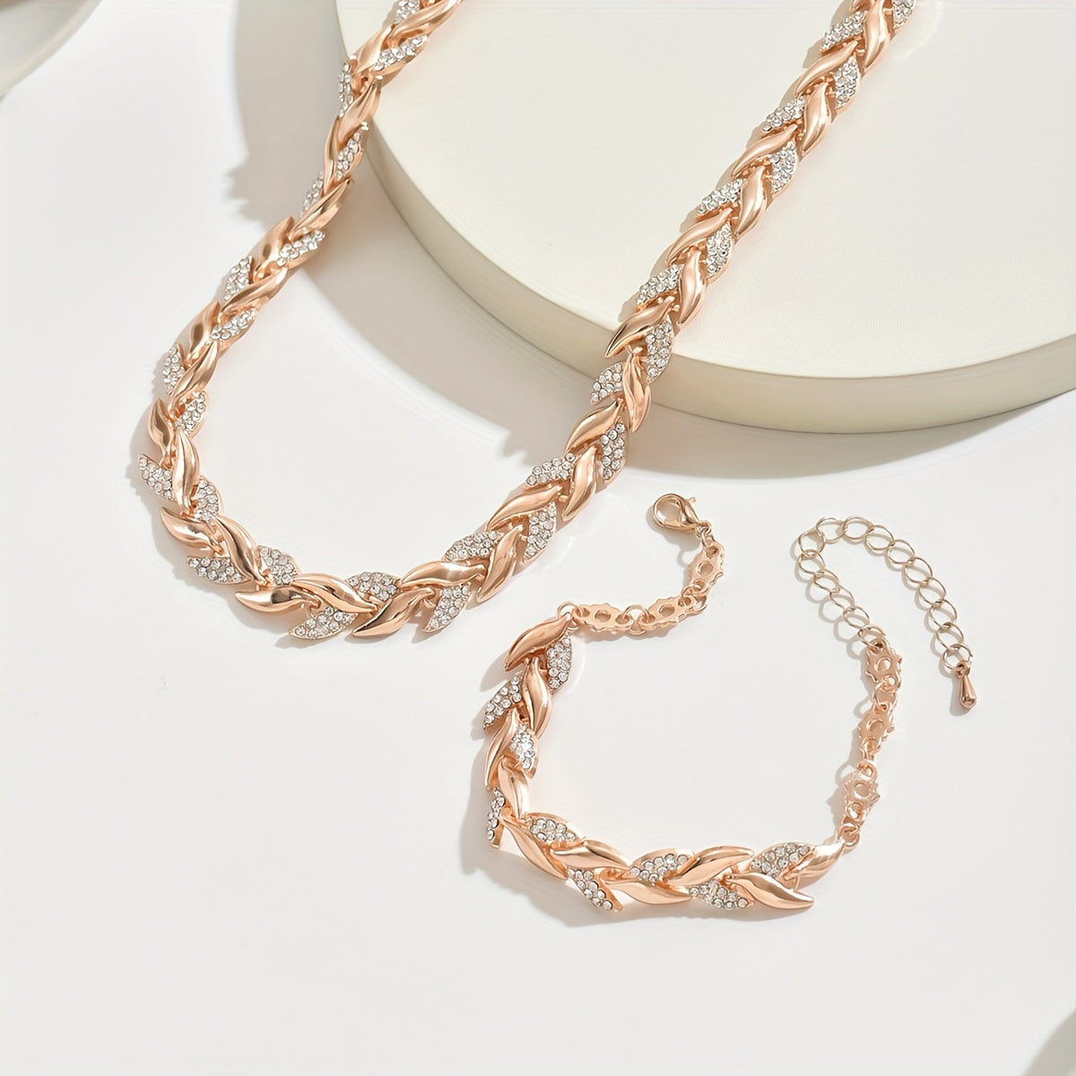 Vivian Rhinestone Necklace & Bracelet Set