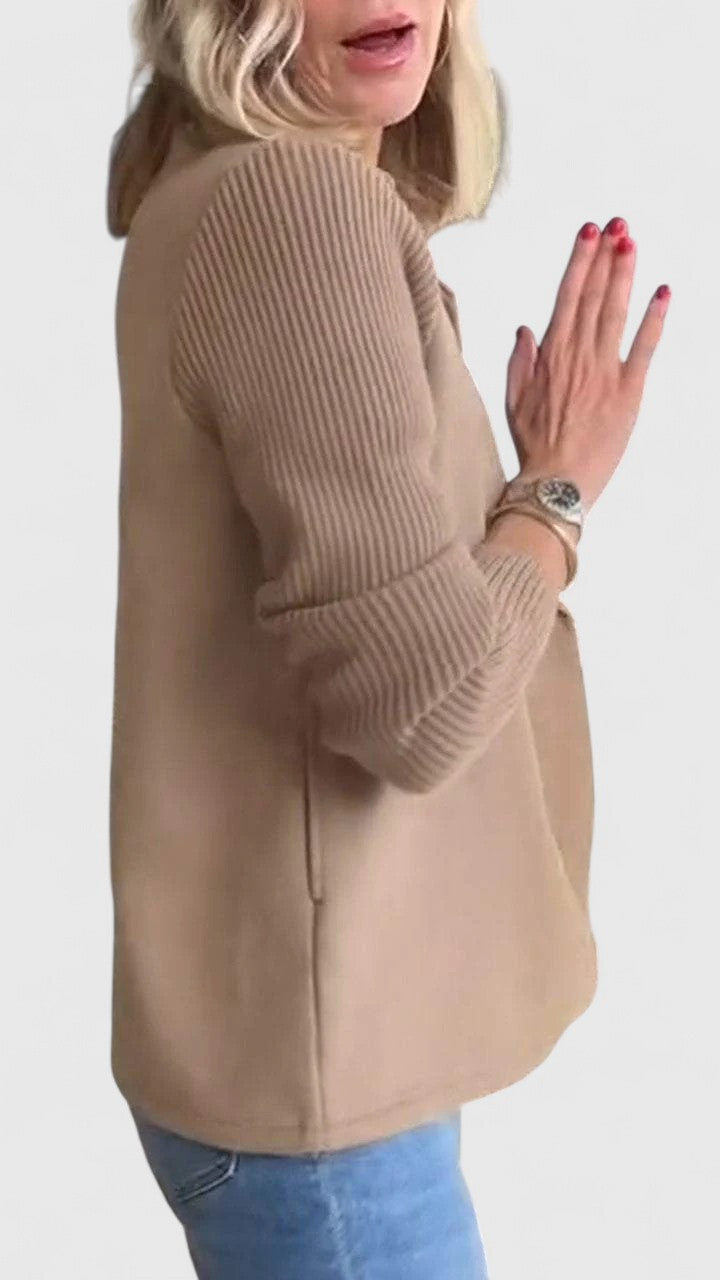 Winslet Double-Breasted Contrast-Sleeve Blazer