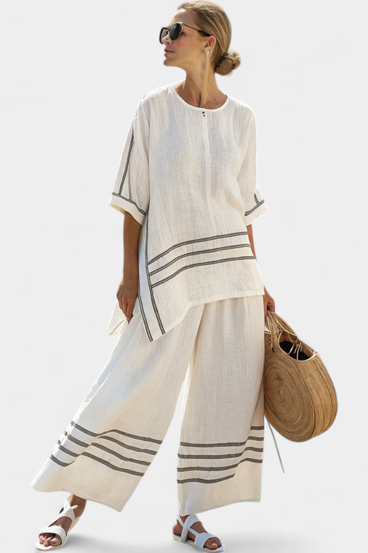Wynric Striped Wide-Leg Two-Piece Set